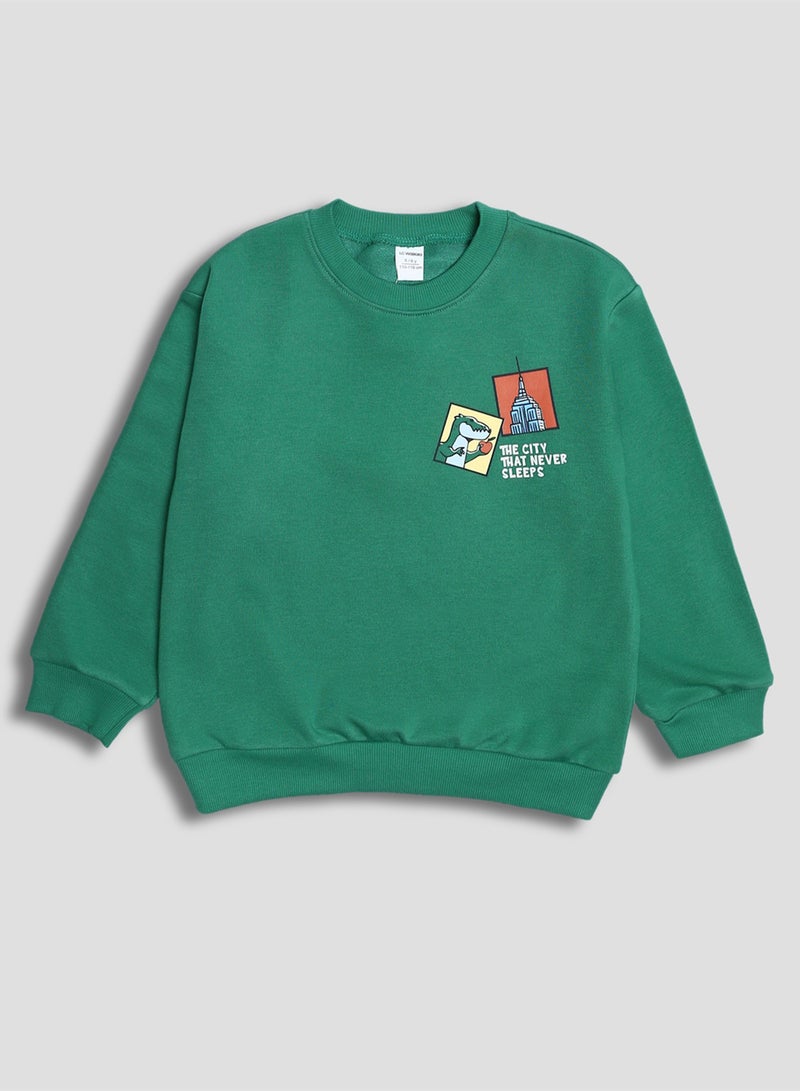 ال سي وايكيكي سويت شيرت أولادي اخضر - Image 1